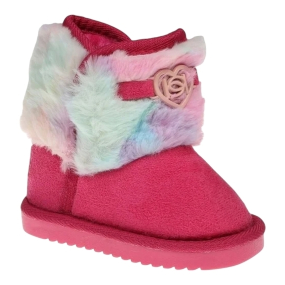 Bebe Girls Faux Fur Tie‎ Dye Boots NWT Pink Size Toddler 7